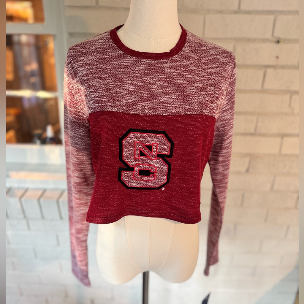 Nwt Nuyu Ncsu Wolfpack Ladies Long Sleeve Terry Crop Top Size Large